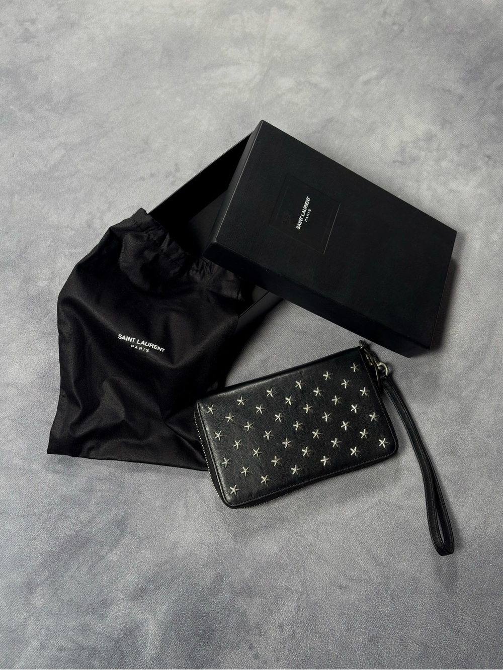 RARE SAINT LAURENT BY HEDI SLIMANE Archive Y2K Grunge Studded Star Wallet